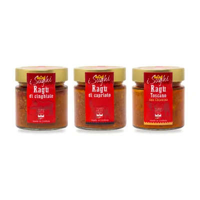 Produktbild von TubeORIGINAL Geschenkset „Ragù della Domenica“ – Wildschwein-Ragù 200 g, Reh-Ragù 200 g, Chianina-Ragù 200 g