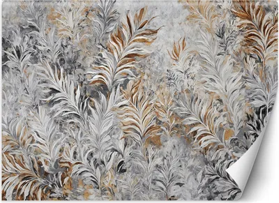 Immagine prodotto di Murale grande foglie astratte grigio-oro carta da parati per pareti 300x210 cm colore Argento tema Natura e botanica