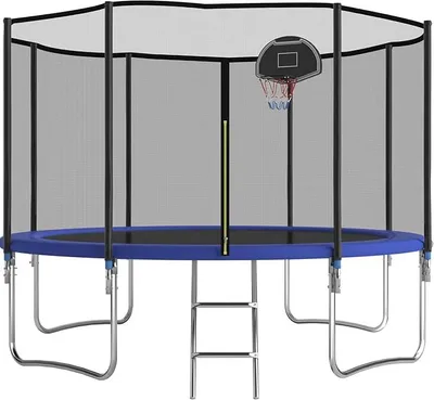 Produktbild von , Trampolin Outdoor ? 305/366 cm, Kindertrampolin Gartentrampoline mit Sicherheitsnetz, Leiter, Basketballkorbbrett,Belastbarkeit 440 Pfund
