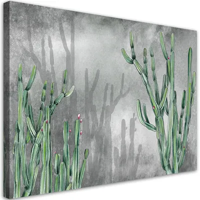 Produktbild von Leinwandbild Großer Wüstenkaktus 120x80 Feeby Silber bild für die wand bereit zum aufhängen
