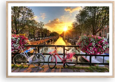 Produktbild von Gerahmtes Poster - Rahmen in heller Eiche - Bikes Kanal Amsterdam Architektur - 100x70 cm - Wand Bild - Wanddeko - Wandbilder - Wandposter - Bilderrahmen - Bilder - Kunstdruck - P2NAA100x70-3081
