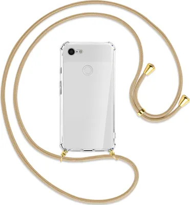 Produktbild von Handykette Backcover-Schutzhülle mit Band (Metall goldfarben) für Google Pixel 3 XL - caramel