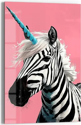 Produktbild von DEQOART Glasbild Echtglas 60x90 cm 'Magisches Zebra' Wandbild Bild modern Deko