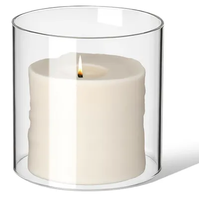 Productafbeelding van Glazen cilinder voor kaarsen - Winddicht ontwerp met hoge lichtdoorlatendheid - Decoratie voor interieurs - 10 x 10 cm