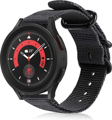 Produktbild von Strap-it Samsung Galaxy Watch 5 Pro Nylon-Schnallenarmband (Schwarz)