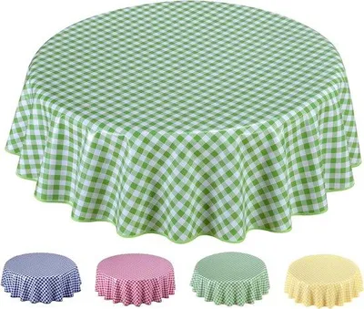 Produktbild von Runde Tafeldecke 160cm grün kariert waschbar