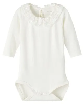 Zdjęcie produktu dla Name It Tylla, body z długim rękawem, biały, dla dziewczynki, rozmiar 2 miesiące, kolor biały