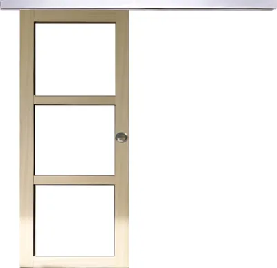 Image de Porte Coulissante bois Ayous Vitrage transparent H204 x L83 + Rail Alu et Coquilles