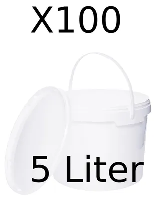 Produktbild von BenBow Eimer mit Deckel 5L x100 Weiß - lebensmittelecht, stabil, luftdicht, auslaufsicher, geruchsneutral - Plastikeimer mit Henkel - leer