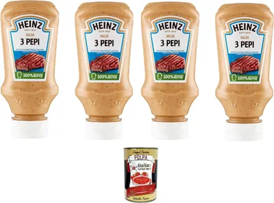Produktbild von Heinz Salsa Ai Tre Pepi 220gr, Sauce aus weißem, grünem und schwarzem Pfeffer 4x220gr + Italian Gourmet polpa 400gr
