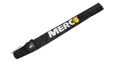 A black ski bag with a logo and text on it, placed on a white background.