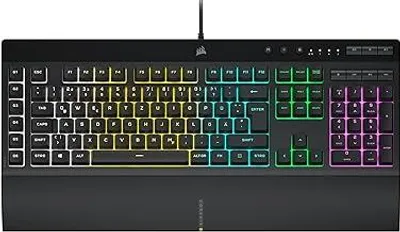 Immagine prodotto di CORSAIR K55 RGB PRO Tastiera a membrana con cavo - Protezione IP42 contro polvere e spruzzi d'acqua - 6 tasti macro con integrazione Elgato - Compatibile con iCUE - QWERTZ DE - PC, Mac, Xbox - Nero