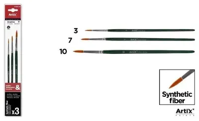 Immagine prodotto di Pennelli sintetici, set da 3 pezzi - Artix
