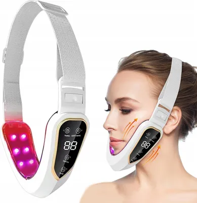 Image de Masseur électrique V-Face Shaping, Jawline Trainer 5 modes lampe rouge masseur visage, double menton enlever V visage mâchoire entraîneur