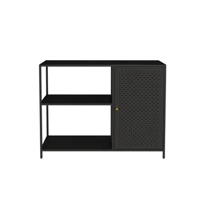Produktbild von Schrankregal ’Viitasaari’ mit Schranktür Metall 100 x 30 x 75 cm Schwarz