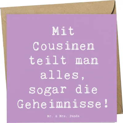Produktbild von Mr. & Mrs. Panda Glückwunschkarte Spruch Cousine Geheimnisse - Lavendeltraum - Geschenk, doppelkarte, Cousinen, Weihnachtsgeschenke, Klappkarte, Erinnerungen, Freude