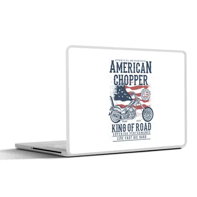 Produktbild von MuchoWow® Laptop Aufkleber Sticker Cover Mancave - Motorrad - Vintage - Amerika - Flagge 36.5x27.5 cm - Laptop-Sticker