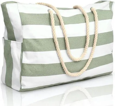 Image de Grand sac de plage imperméable avec fermeture à glissière, idéal pour la famille, les courses et l'université