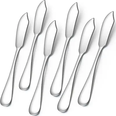 6-teiliges Buttermesser-Set aus Edelstahl, 14,5 cm, silber