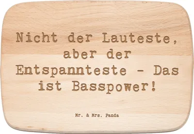 Produktbild von Mr. & Mrs. Panda Holzbrettchen Spruch Bassgitarre Entspannt - Transparent - Geschenk, Instrument, Frühstücksbrettchen, Lernen, schneidbrett, Musiker, Musik, Holzbrett