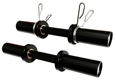 Produktbild von Olympische Langhantel – Set mit 2 Stück – 16 Zoll – Schwarz – Für Gewichte mit 5 cm und 6,5 cm Durchmesser – Stahl mit Chrombeschichtung