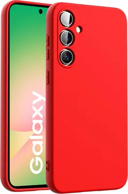 A red phone case is shown on a white background, with a phone partially visible inside the case.