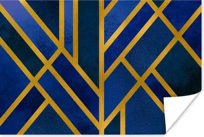 Produktbild von MuchoWow® Poster Gold - Blau - Muster 60x40 cm - Schlafzimmerdekoration