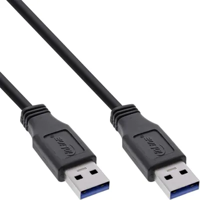 Produktbild von InLine USB 3.2 Gen.1 Kabel, A an A, schwarz, 1m, 1 m, USB A, USB A, USB 3.2 Gen 1 (3.1 Gen 1), Stecker/Stecker, Schwarz