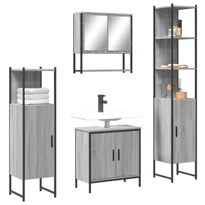 Produktbild von CLORIS 4-tlg. Badmöbel-Set Grau Sonoma Holzwerkstoff 3214713