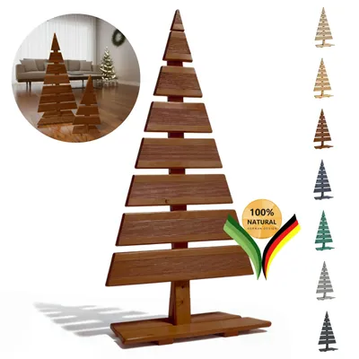 Immagine prodotto di be4nature Albero di Natale in legno di larice 45 x 92 cm - Marrone, decorazione natalizia, ornamento rustico, composizione natalizia, base per decorazioni