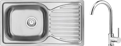 Obrázok produktu pre Steel sink with 1-bowl faucet with drainer