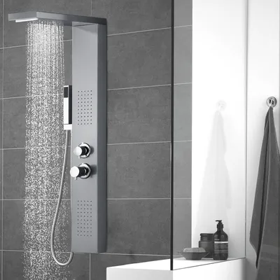 Obrázok produktu pre LZQ Sprchový panel Sprchový systém z nehrdzavejúcej ocele Kefovaná sprchová súprava s dažďovou sprchou, masážnou sprchou, vodopádovou sprchou, ručnou sprchou Silver