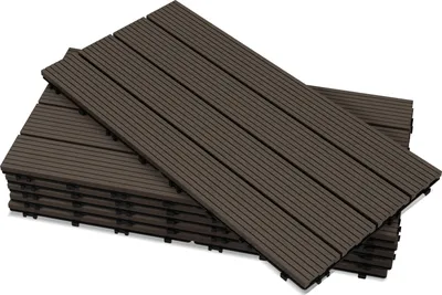 Produktbild von Peviasot 18er Set WPC Terrassenfliesen für Garten Balkon Bodenbelag, 4 Lamellen, 30 × 60 cm, Klicksystem, Kaffee braun
