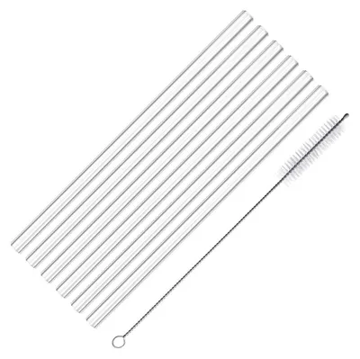 Gläserne Trinkhalme, 6 Stück, 20 cm, Ø 0,8 cm, Borosilikatglas