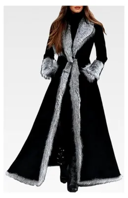 Produktbild von Damen Wildlederjacke Lang Winterjacke Gefüttert Parka mit Kapuze und Kunstpelzkragen