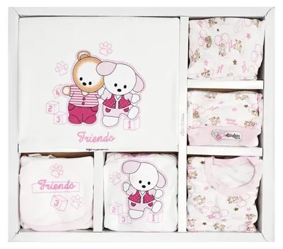 Produktbild von Friends Baby Erstausstattungspaket 10-teilig aus 100% Baumwolle - Neugeborenen Set Rosa