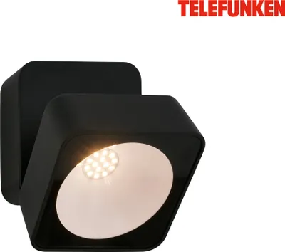 Image de Telefunken Lampe LED murale, protection contre les éclaboussures, on/off via interrupteur mural, noir, dimensions : 8 x 9 x 9 cm