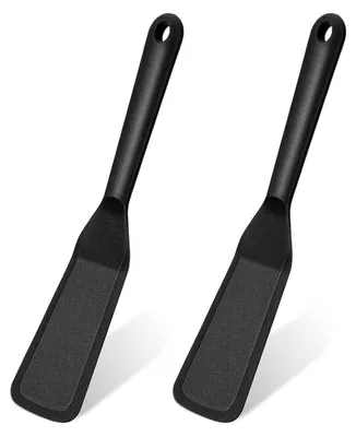 Image de Set de 2 spatules en silicone, noires, résistantes à la chaleur, antiadhésives et anti-rayures, 25 cm