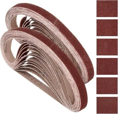 Image de Bandes abrasives 13 x 457 mm, 24 pièces, grains 60-400, oxyde d'aluminium pour le bois et le métal