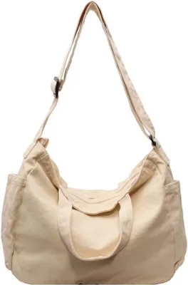 Image de Sac à bandoulière classique en toile - Grand sac de courses - Sac à bandoulière - Style classique