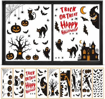 Productafbeelding van 9 vellen Halloween-raamstickers | Zelfklevende wanddecoraties | Decoraties voor een Halloweenfeest