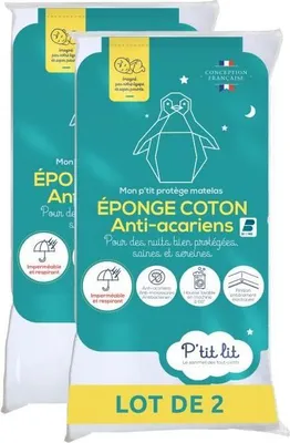 Produktbild von Set mit 2 Anti-Milben-Matratzenschonern für Babys – für Stubenwagen, Babywanne, Kinderwagen – wasserdichte Alese – Schlinge aus 100 % Baumwolle – 40 x 80 cm