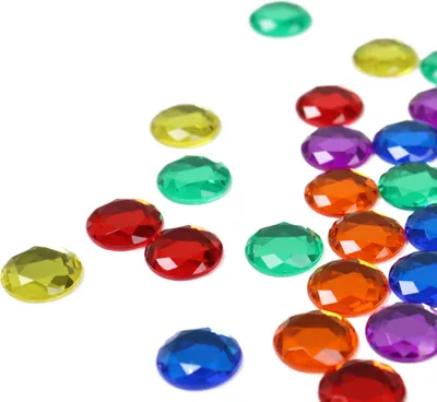 Produktbild von Kreativmaterial 60 funkelnde Schmucksteine in Regenbogenfarben, Ø ca. 15 mm BxHxT 7,5x13x4cm