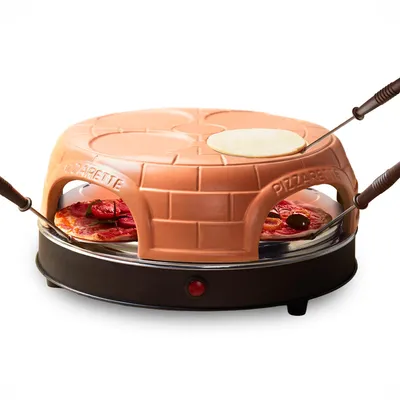 Productafbeelding van Emerio Pizzarette Original – Pizzaoven voor 4 Personen – Pre-Bake-functie – Handgemaakte Terracotta Koepel – 1000 W – PO-115847.1