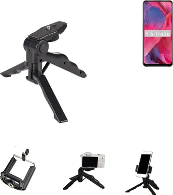 Produktbild von K-S-Trade Stativ Tisch-Ständer Dreibein Handy-Stativ Ständer kompatibel mit Oppo A74 5G Mini-Stativ Smartphone Tripod Handy-Stativ aus Plastik