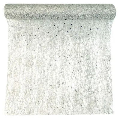 Produktbild von Tischläufer "GLAMOUR WORLD" Dekostoff Tischläufer 35cm/3m SILBER