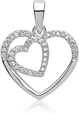 Produktbild von Anhänger aus 925er Sterling Silber Herz in Herz Design mit Zirkonia rhodiniert