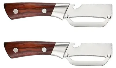 Obrázek produktu pro Dvoudílný multifunkční škrabka na zeleninu z nerezové oceli, kuchyňské náčiní 2 v 1 s otvírákem na lahve, ergonomický dárek pro milovníky vaření. Verze: 2 kusy