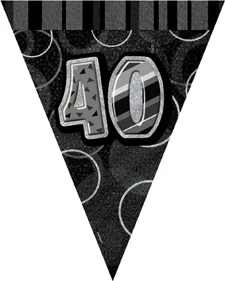 Produktbild von 40. Geburtstag | Wimpelkette schwarz / silber