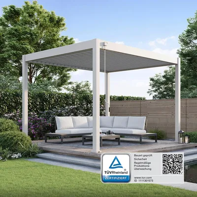 Produktbild von Classic Pavillon Terrassenüberdachung Aluminium 3 x 3,6 M Ivory Sand
